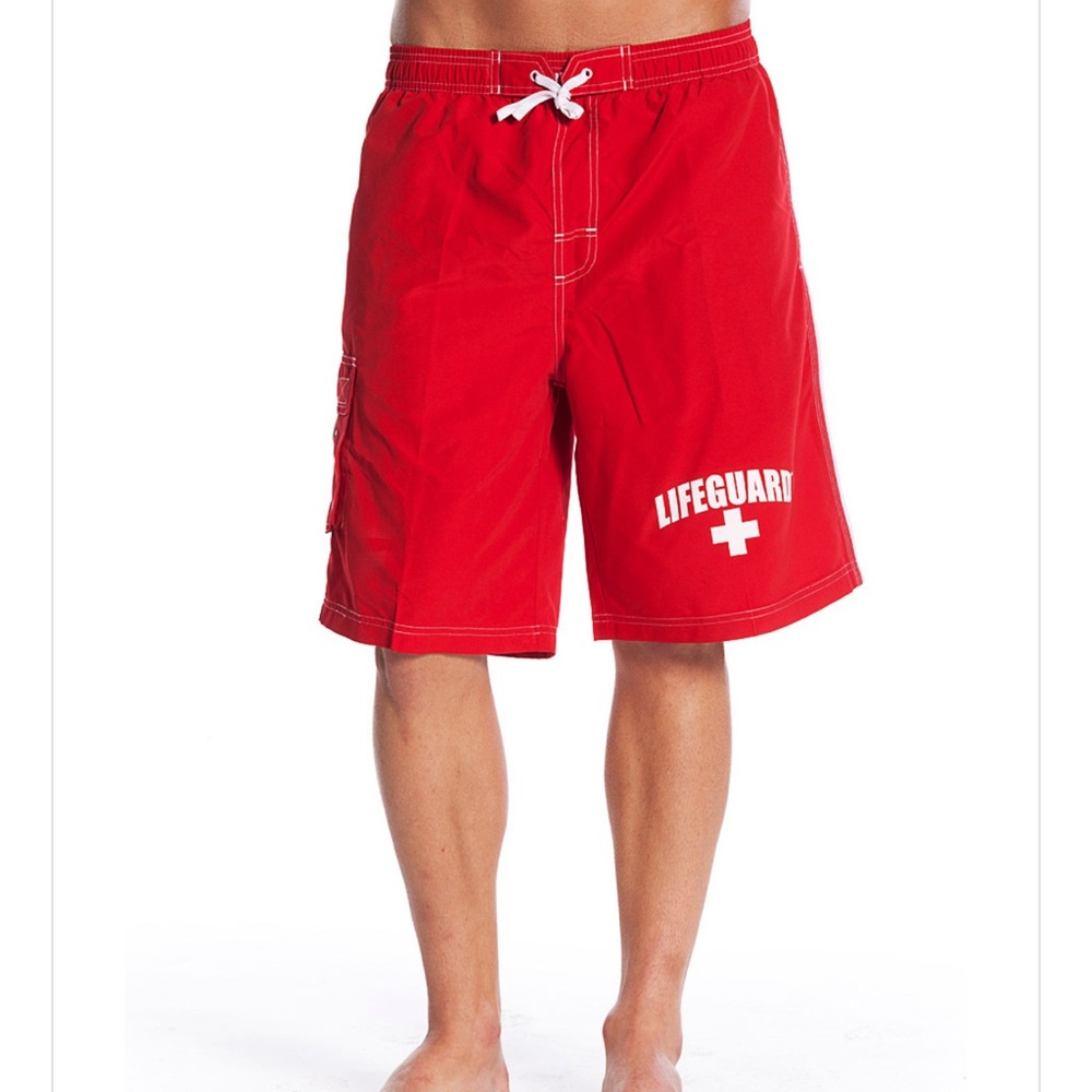 Red Men's Lifeguard Swim Shorts